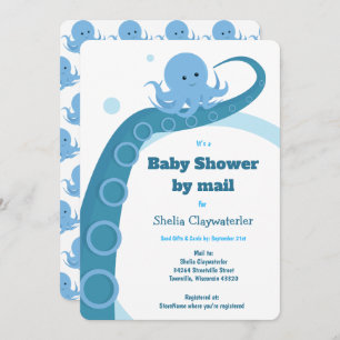 Octopus Blue White Baby Dusche von Mail Einladung