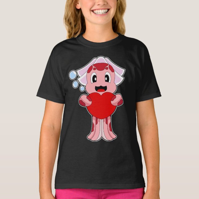 Octopus Bride Heart Wedding T-Shirt (Vorderseite)