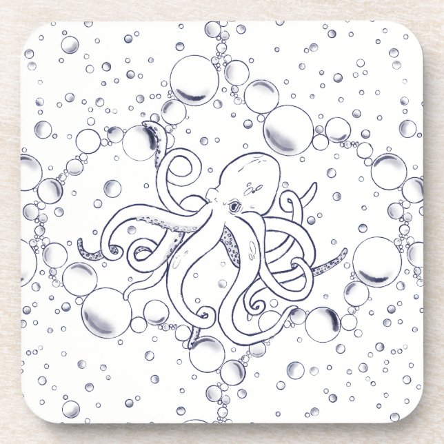 Octopus Bubble Drift Getränkeuntersetzer (Vorderseite)