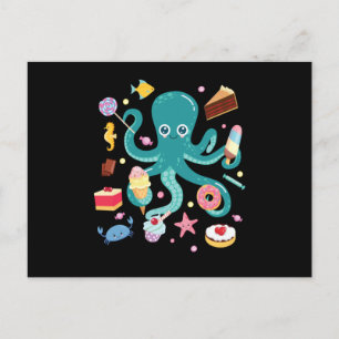 Octopus Cake Tintenfisch Postkarte