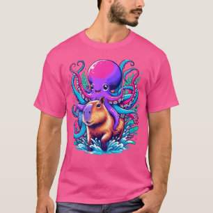 Octopus Capybara Lover Funny Octopus Reiten Capyba T-Shirt