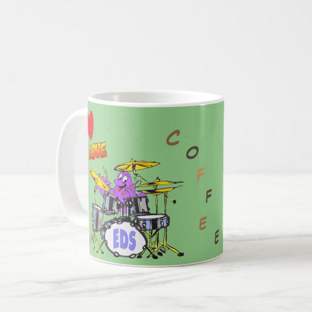 Octopus Cartoon Kaffee Lover Green Coffee Tasse (Vorderseite Links)