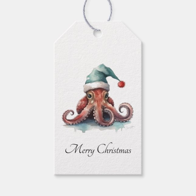 Octopus Christmas Joy, Brauch Geschenkanhänger (Vorderseite)