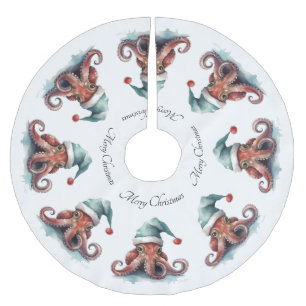 Octopus Christmas Joy, Brauch Polyester Weihnachtsbaumdecke
