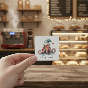 Octopus Christmas Joy, Brauch Quadratischer Aufkleber