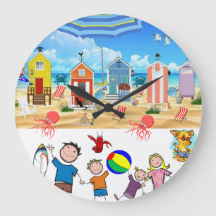 Octopus Clock zum Beach Fun Große Wanduhr