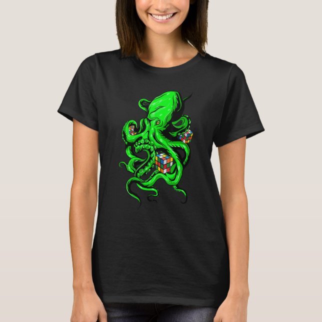 Octopus Cube Speed Cubing Math Puzzle Cuber Womens T-Shirt (Vorderseite)