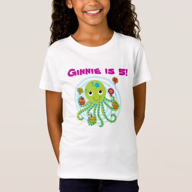 Octopus Customizable Birthday T - Shirt (Vorderseite)