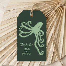 Octopus Deep Sea Modern Wedding, Green Geschenkanhänger