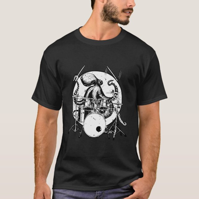 Octopus Drum Gift Drummer vorhanden T-Shirt (Vorderseite)