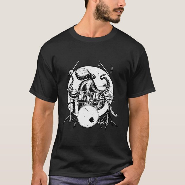 Octopus Drum Gift Drummer vorhanden T-Shirt (Vorderseite)