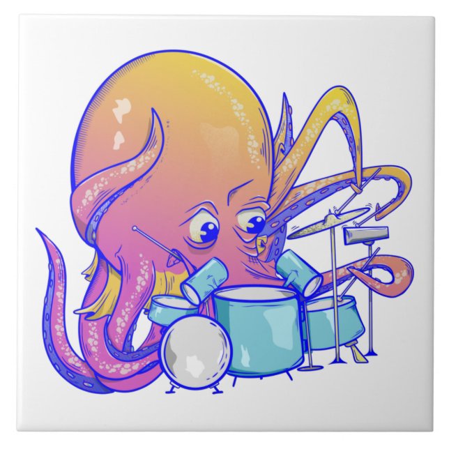 Octopus Drummer Fliese (Vorderseite)