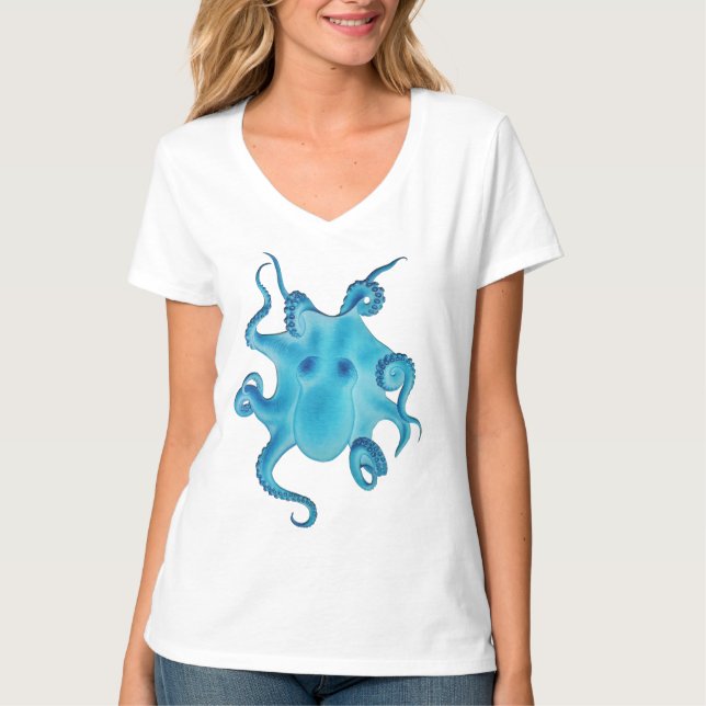Octopus Electric Ocean Blue Kraken Majestic Sea  T-Shirt (Vorderseite)
