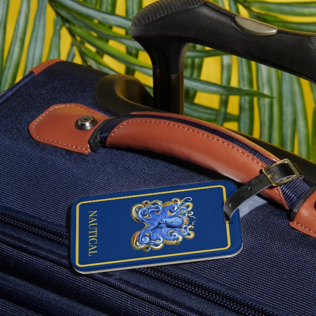 Octopus Elegante Blue Boating Personal Gepäckanhänger (Vorderseite Insitu 3)
