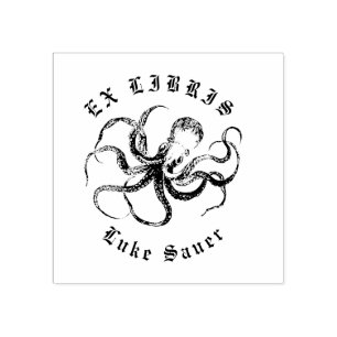 Octopus ex libris Briefmarke Gummistempel
