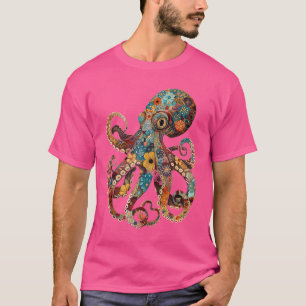 Octopus Floral Blume Tintenfisch Kraken Scuba Divi T-Shirt