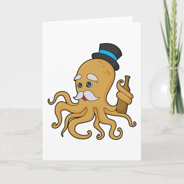 Octopus Gentleman Hat Karte (Vorderseite)