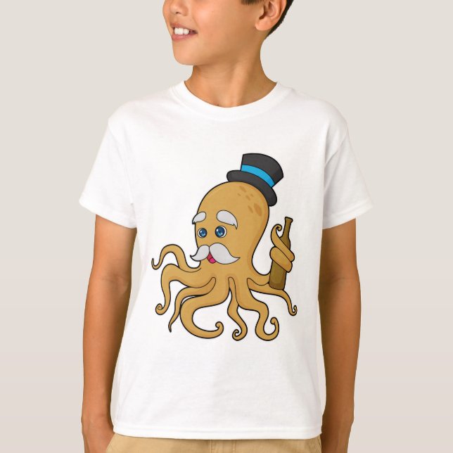 Octopus Gentleman Hat T-Shirt (Vorderseite)