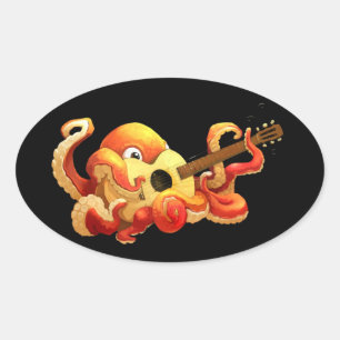 Octopus Gitarre Ovaler Aufkleber
