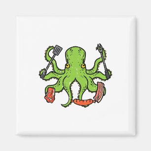 Octopus Grilling Grillen Funny Byrbecue Meat Lover Magnet