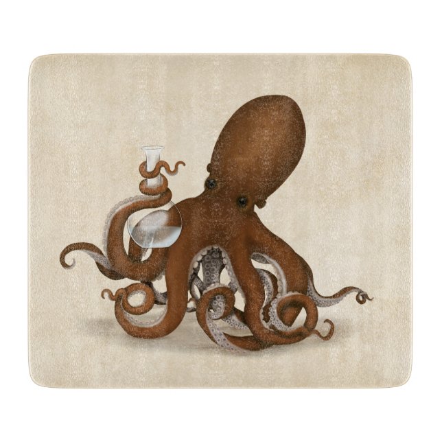 Octopus Holding Chemistry Flask Marine Science Schneidebrett (Vorderseite)