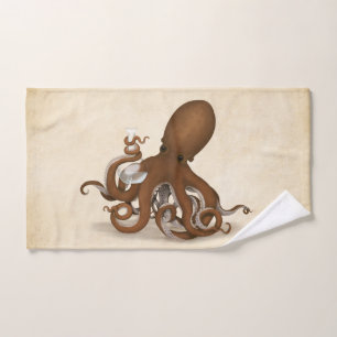 Octopus Holding Glass Flasche Chemie Steampunk Badhandtuch Set