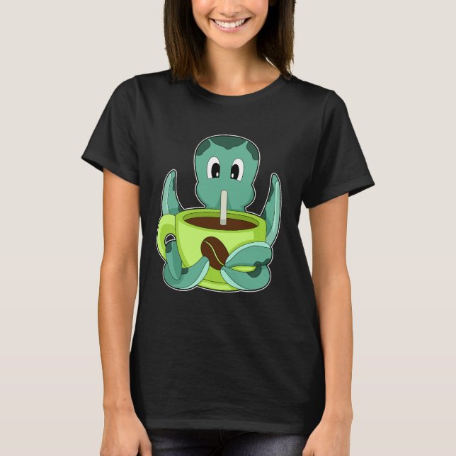 Octopus Kaffeetasse T-Shirt (Vorderseite)