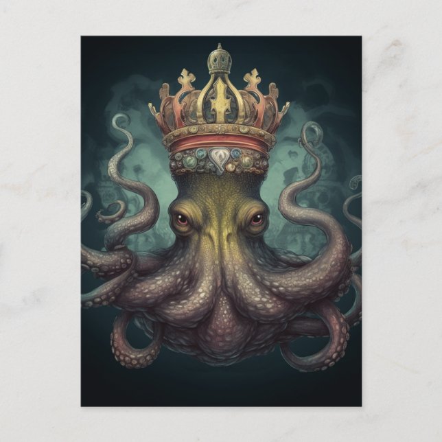 Octopus King Fantasy Postkarte (Vorderseite)