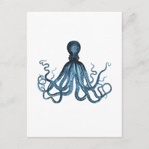 Octopus kraken nautische Küstenmeere blau Postkarte