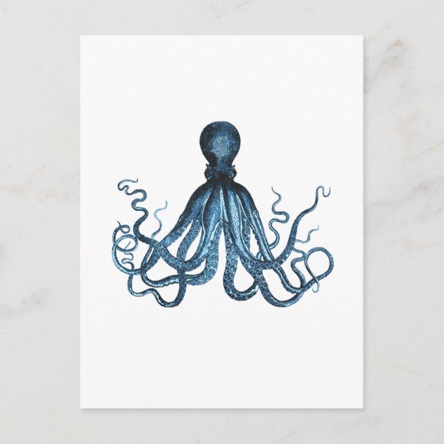 Octopus kraken nautische Küstenmeere blau Postkarte (Vorderseite)