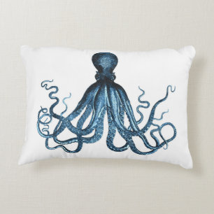Octopus kraken nautischer Küstenstrand blau Dekokissen