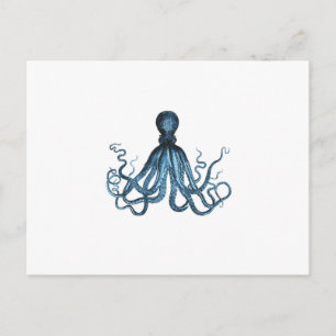 Octopus kraken nautischer Küstenstrand blau Postkarte