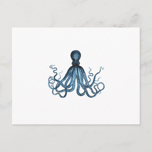 Octopus kraken nautischer Küstenstrand blau Postkarte (Vorderseite)