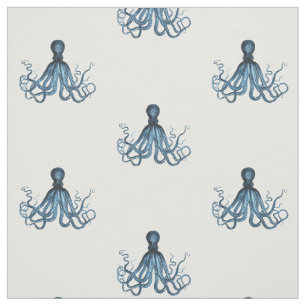 Octopus kraken nautischer Küstenstrand blau Stoff