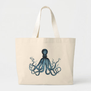 Octopus kraken nautischer Küstenstrand Jumbo Stoffbeutel