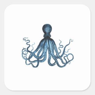 Octopus kraken nautischer Küstenstrand Quadratischer Aufkleber