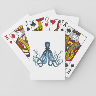 Octopus kraken nautischer Küstenstrand Spielkarten