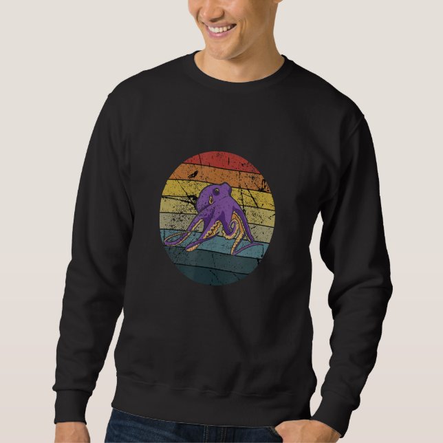 Octopus Kraken Retro 60s 70s Style Design Octopus Sweatshirt (Vorderseite)