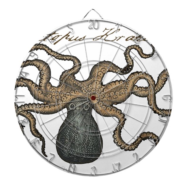 Octopus Kraken Vintag Illustration Dartscheibe (vorne)