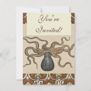 Octopus Kraken Vintag Illustration Einladung