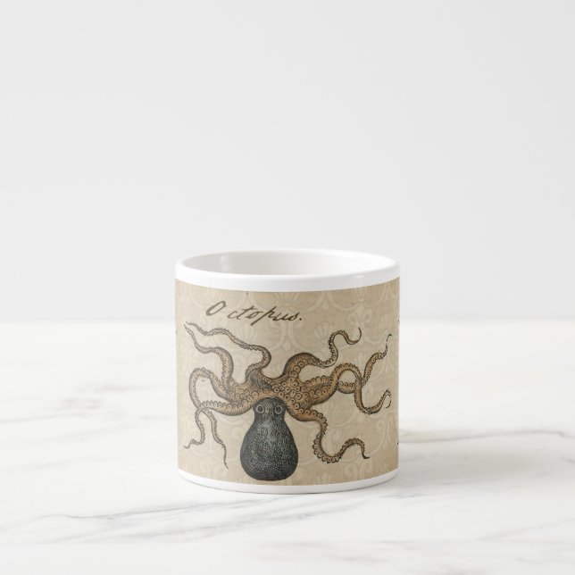 Octopus Kraken Vintag Illustration Espressotasse (Vorderseite)