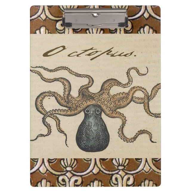 Octopus Kraken Vintag Illustration Klemmbrett (Vorderseite)