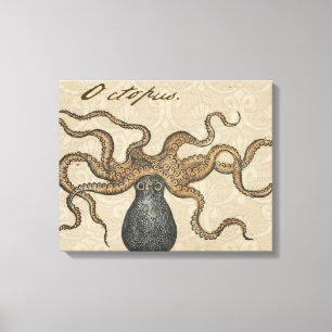 Octopus Kraken Vintag Illustration Leinwanddruck