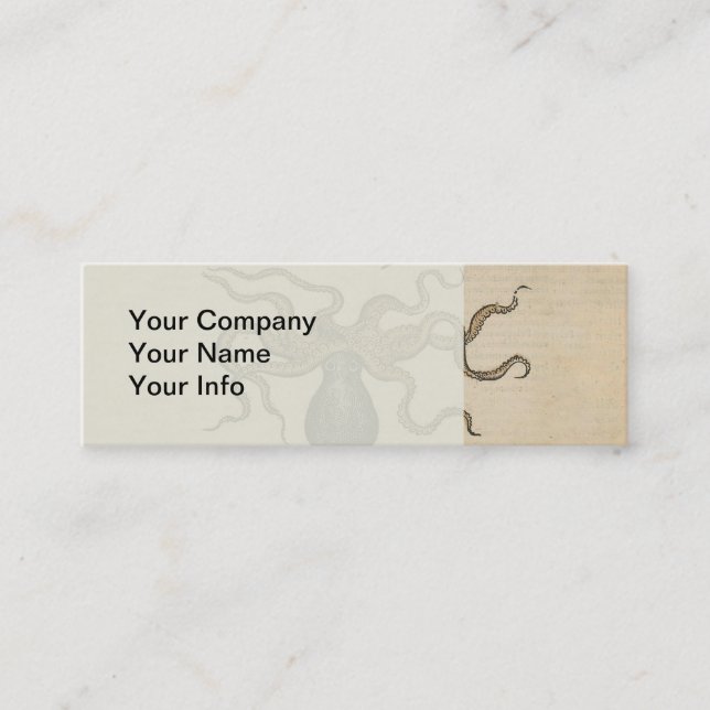 Octopus Kraken Vintag Illustration Mini Visitenkarte (Vorderseite)