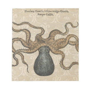 Octopus Kraken Vintag Illustration Notizblock