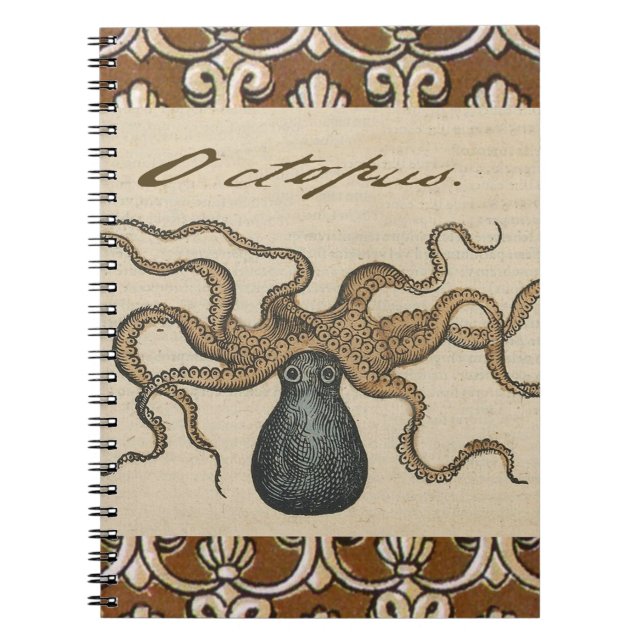 Octopus Kraken Vintag Illustration Notizblock (Vorderseite)