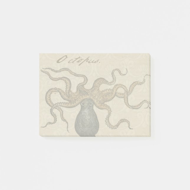 Octopus Kraken Vintag Illustration Post-it Klebezettel (Vorderseite)