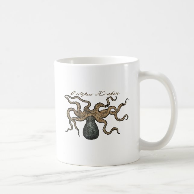 Octopus Kraken Vintag Illustration Tasse (Rechts)