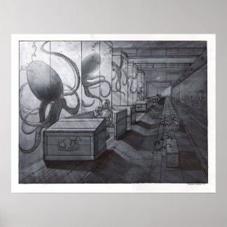 Octopus Labrador Ride Print Poster