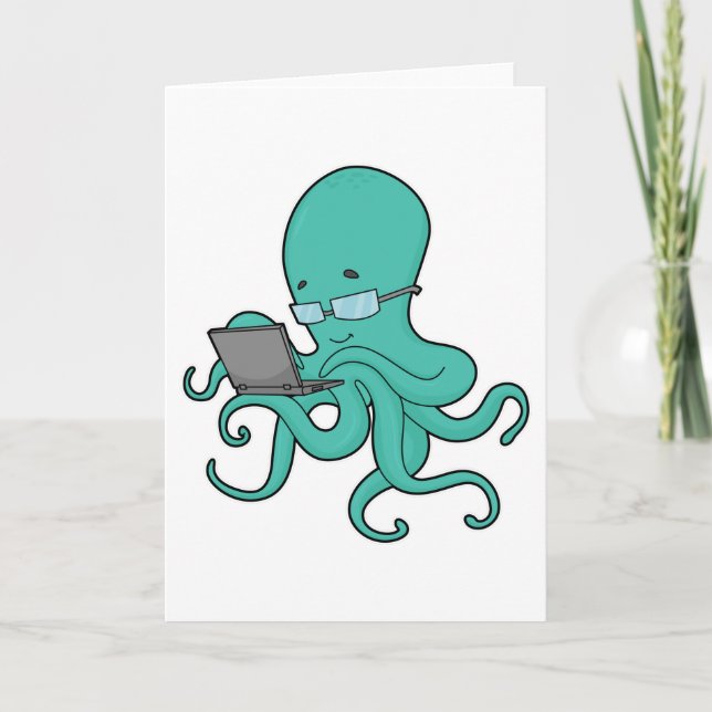Octopus Laptop Karte (Vorderseite)